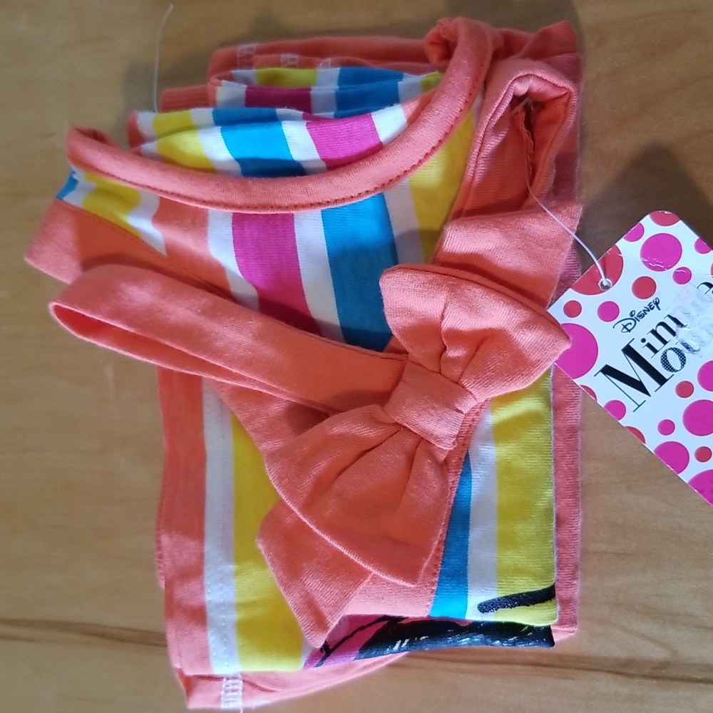 New Disney Minnie Mouse Colorful Striped Set Size 7/8 NWT - Picture 6 of 8